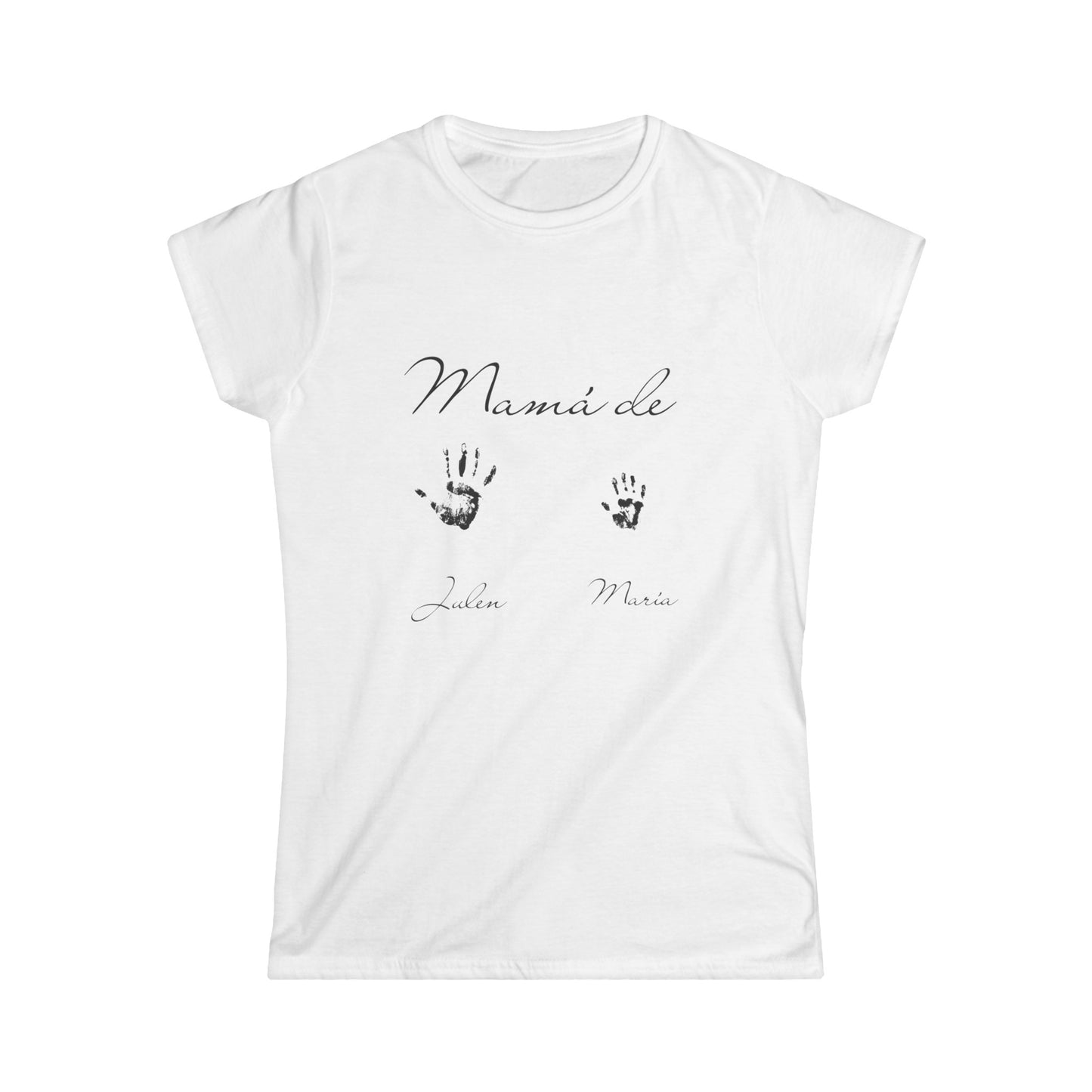 Camiseta Personalizada "Mamá de" con Huellas de Manos