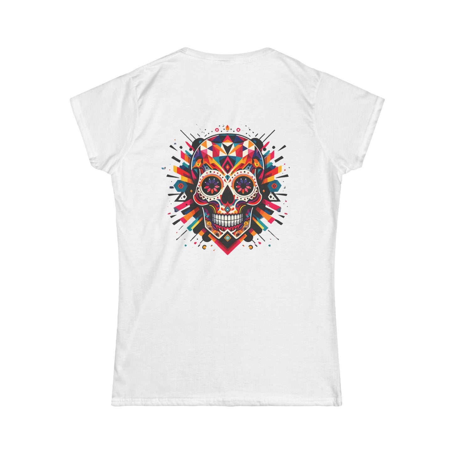 Camiseta Femenina Calavera Mexicana Vibrante de PrintAlchemyst - Fiesta de Colores