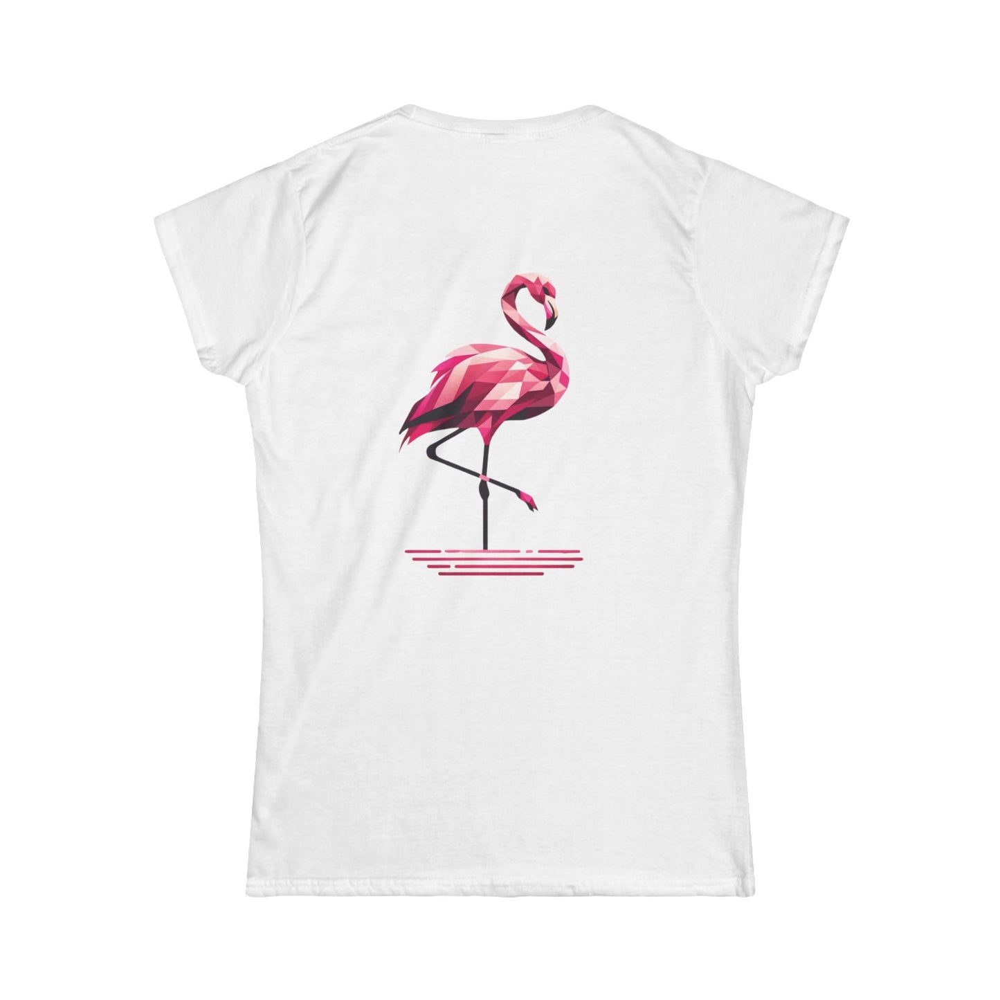 Camiseta Femenina Flamenco Geométrico de PrintAlchemyst - Elegancia Tropical