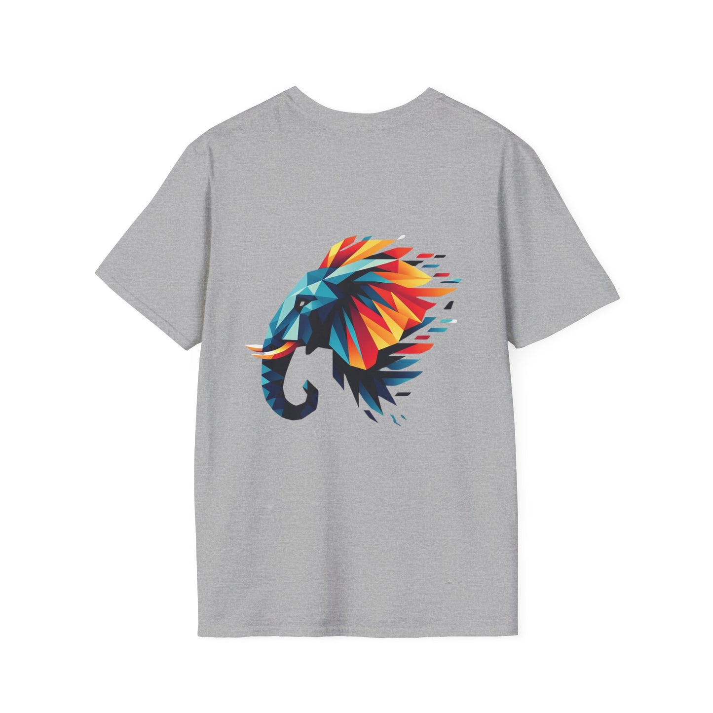 Camiseta Unisex Elefante Geométrico Multicolor de PrintAlchemyst - Esplendor Salvaje