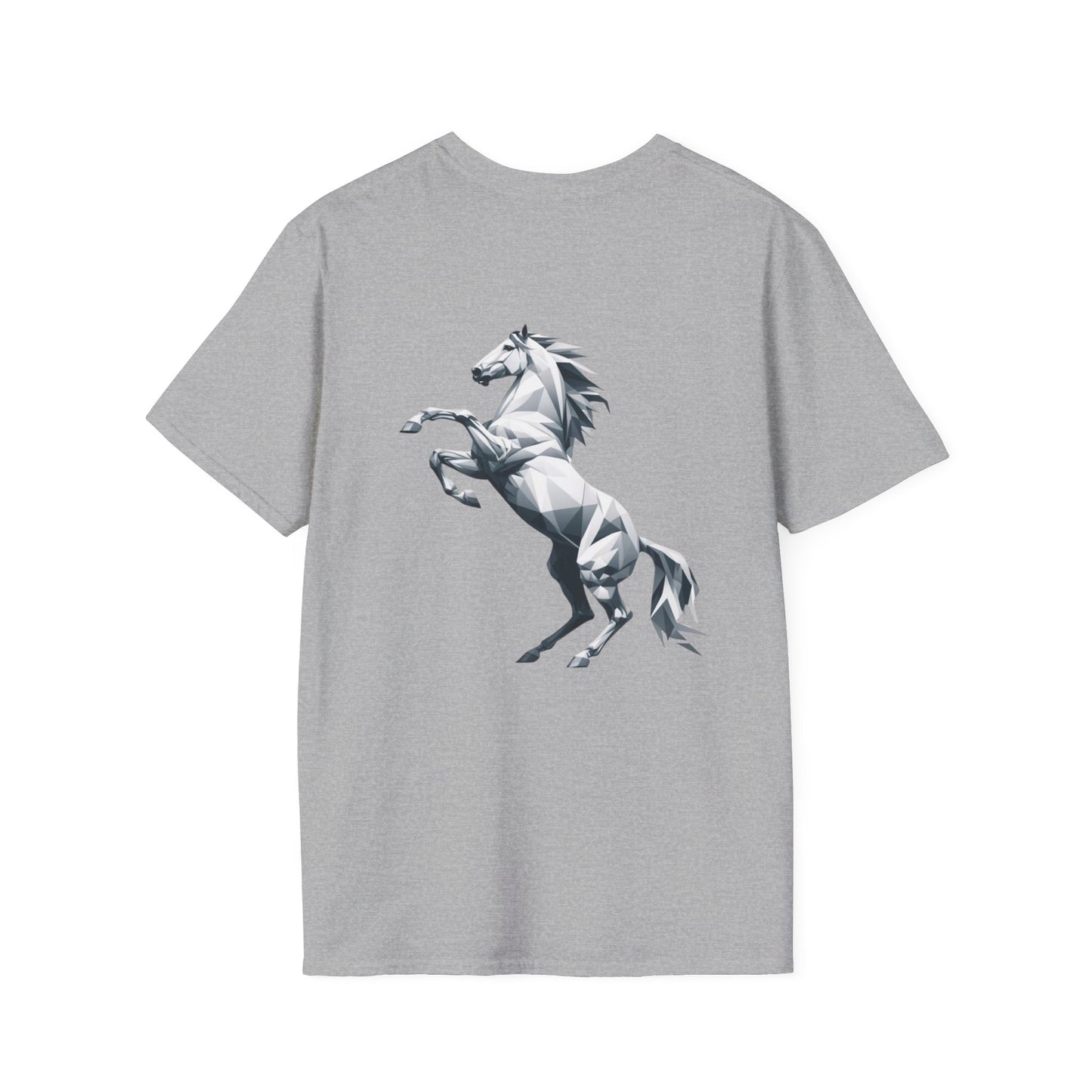 Camiseta Unisex Caballo Blanco Geométrico de PrintAlchemyst - Elegancia en Movimiento