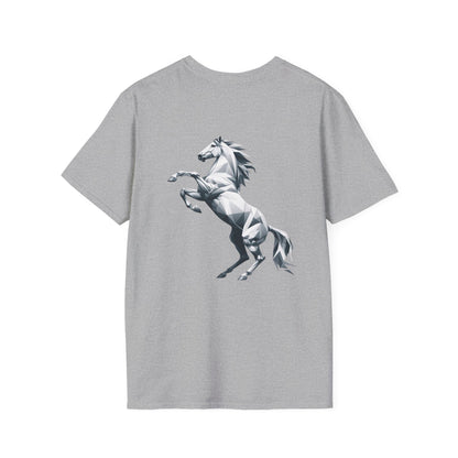 Camiseta Unisex Caballo Blanco Geométrico de PrintAlchemyst - Elegancia en Movimiento