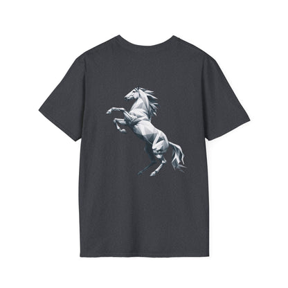 Camiseta Unisex Caballo Blanco Geométrico de PrintAlchemyst - Elegancia en Movimiento