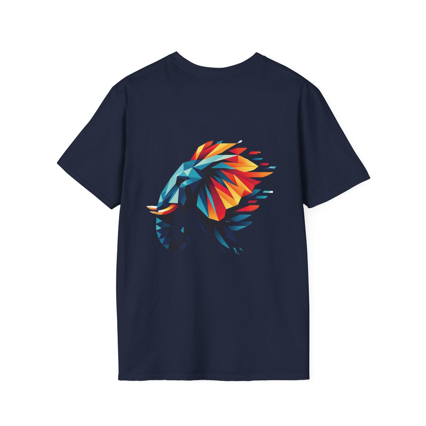 Camiseta Unisex Elefante Geométrico Multicolor de PrintAlchemyst - Esplendor Salvaje