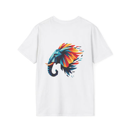 Camiseta Unisex Elefante Geométrico Multicolor de PrintAlchemyst - Esplendor Salvaje