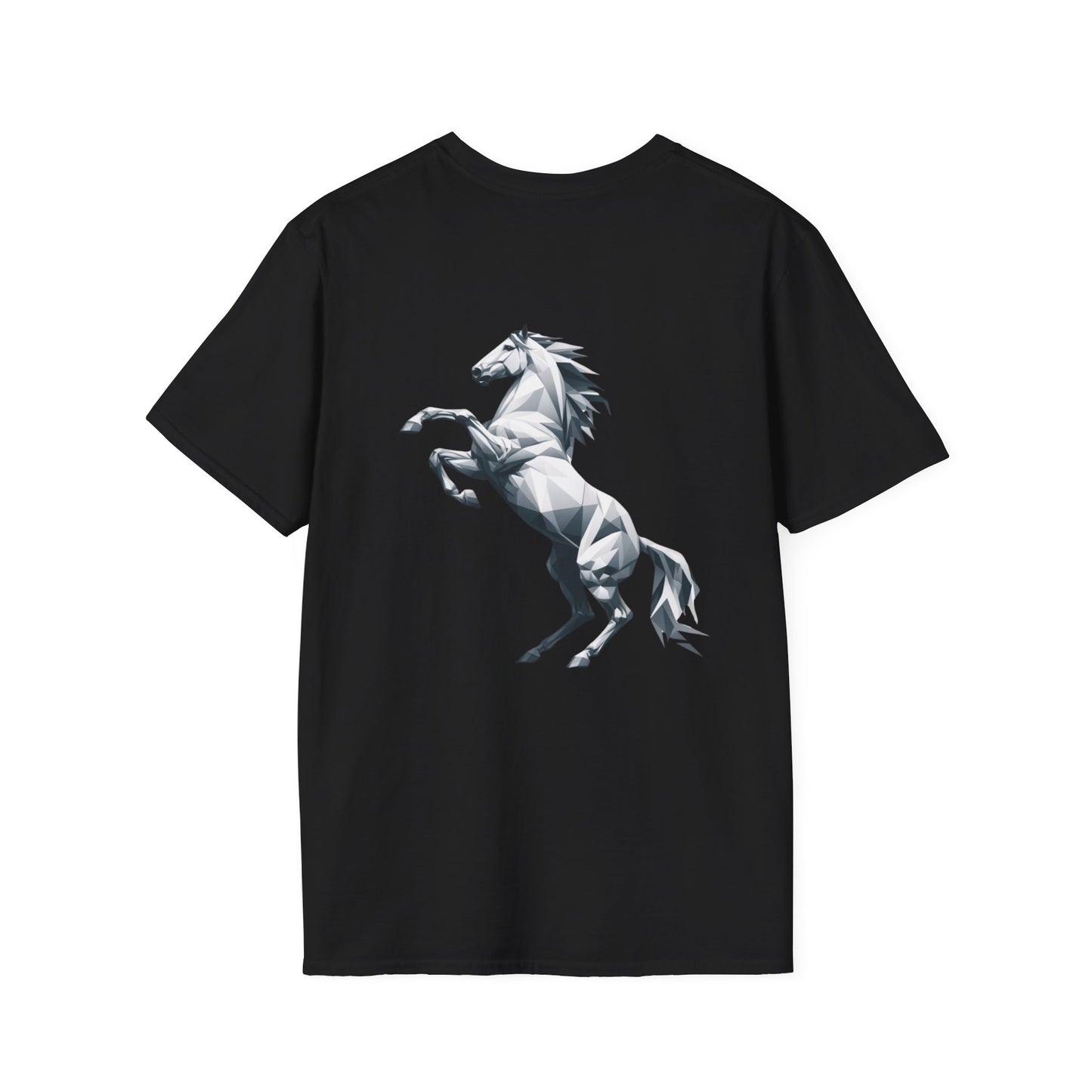 Camiseta Unisex Caballo Blanco Geométrico de PrintAlchemyst - Elegancia en Movimiento