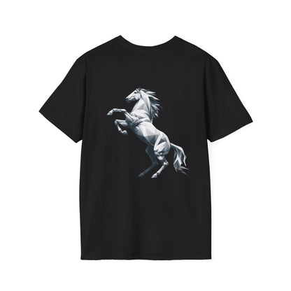 Camiseta Unisex Caballo Blanco Geométrico de PrintAlchemyst - Elegancia en Movimiento