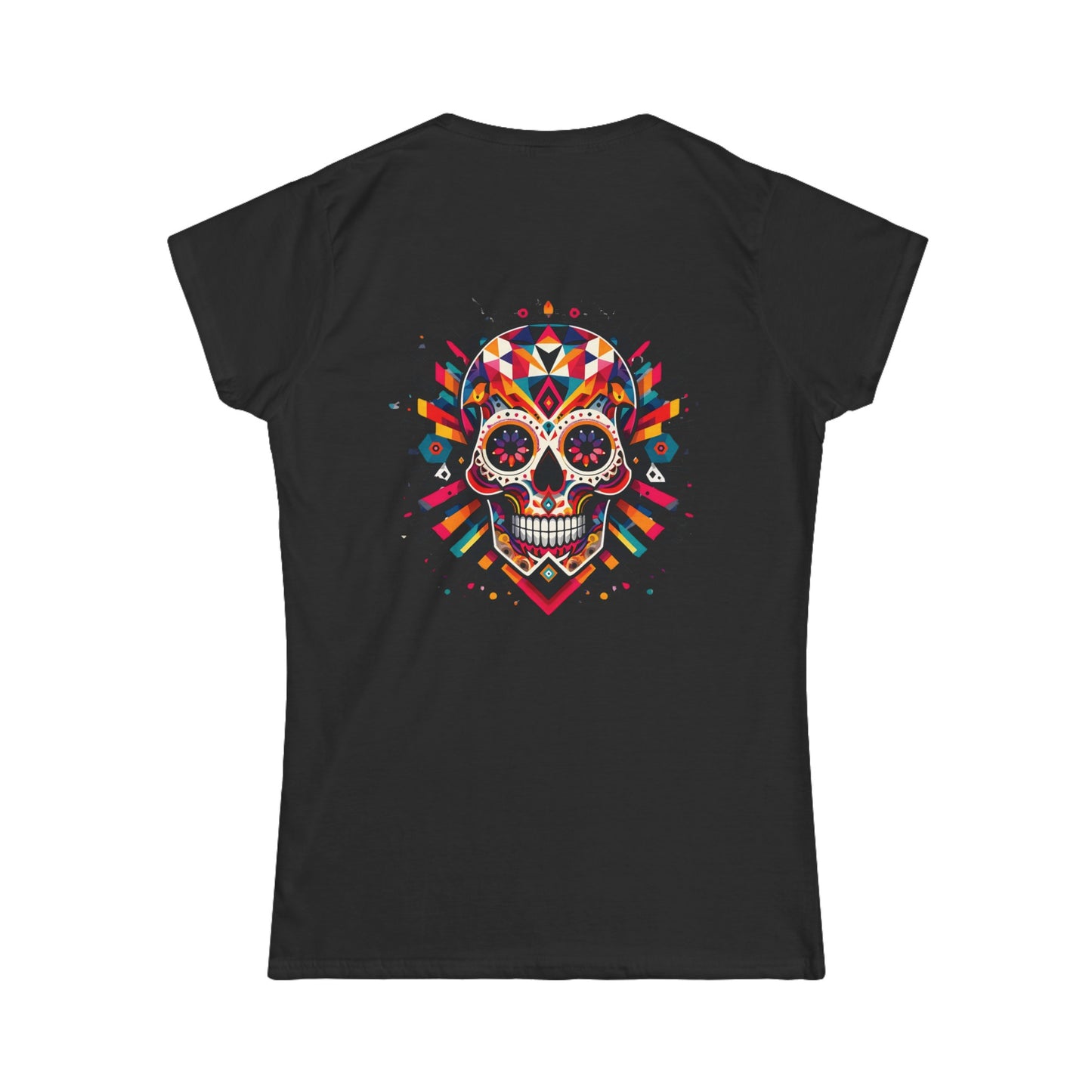 Camiseta Femenina Calavera Mexicana Vibrante de PrintAlchemyst - Fiesta de Colores