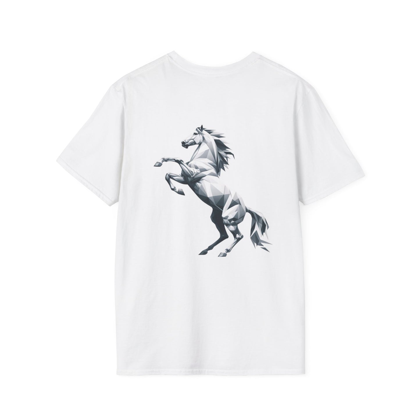 Camiseta Unisex Caballo Blanco Geométrico de PrintAlchemyst - Elegancia en Movimiento